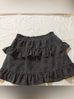Altar'd State Black Mini Skirt with White Speckle Print